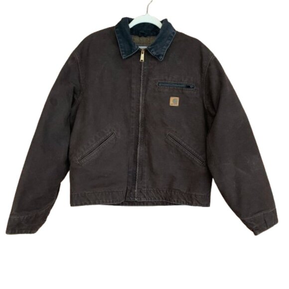 Vintage Carhartt Detroit Men's Large Brown Blanket Lined Canvas Jacket J97 Y2K - Picture 1 of 15